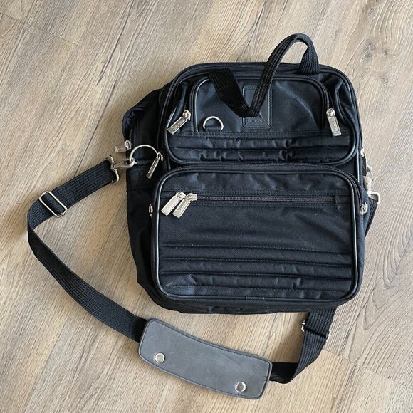 Travelpro Black Shoulder Hand Bag 14" x12"x 6" Removable Strap Pockets! - Picture 1 of 5